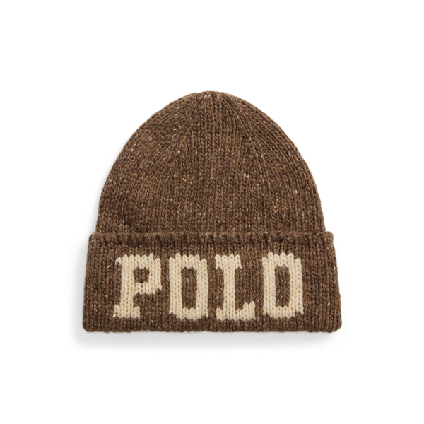 Dark Brown Intarsia-Knit Merino-Wool-Blend Beanie Polo Ralph Lauren 1