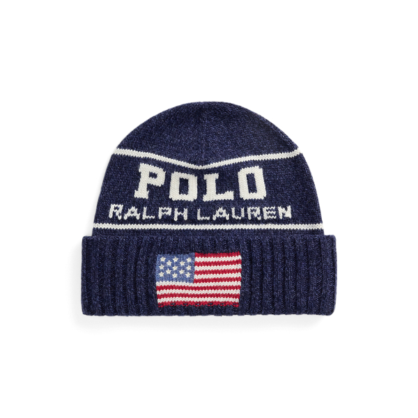 Navy Multi Intarsia-Knit Flag Beanie Polo Ralph Lauren 1