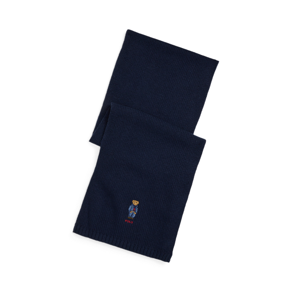 Hunter Navy Polo Bear Rib-Knit Scarf Polo Ralph Lauren 1