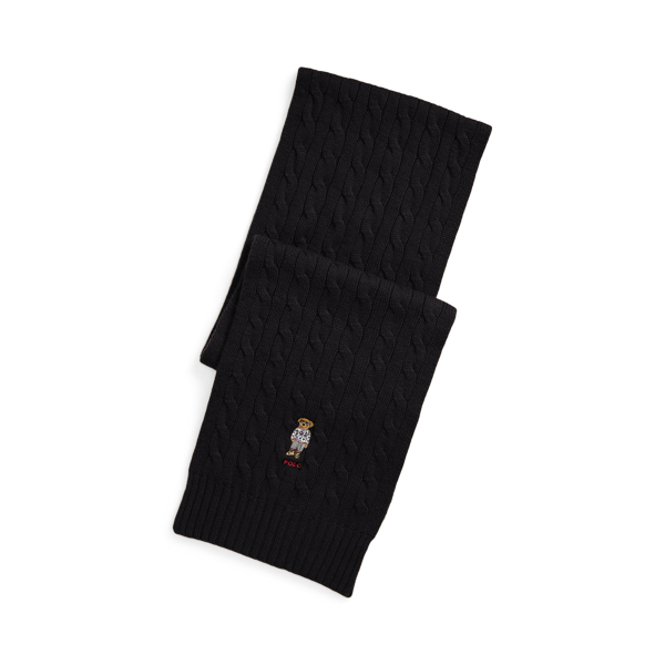 Polo Bear Cable-Knit Wool-Cashmere Scarf