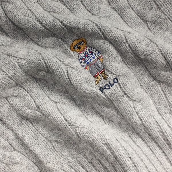 マフラー・ストール Ralph Lauren FW25 WOOL CABLE SCARF BEAR (455981434 002) Polo Bear Cable-Knit Wool-Blend Scarf for Women | Ralph