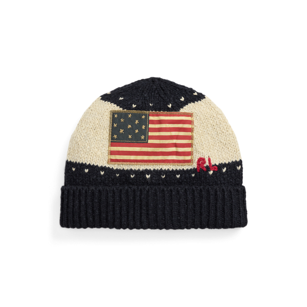 Flag-Appliqué Cotton-Blend Beanie