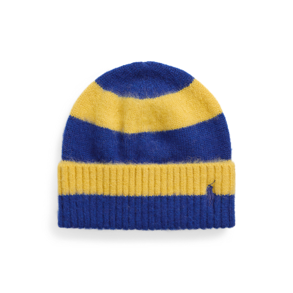 Gold Bugel/ Royal Brushed Wool Striped Beanie Polo Ralph Lauren 1