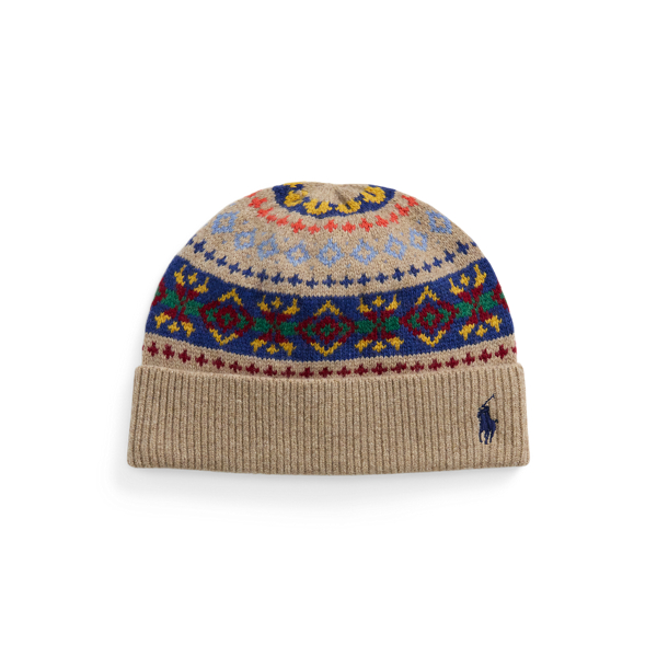 Oatmeal Multi Fair Isle Wool-Blend Beanie Polo Ralph Lauren 1