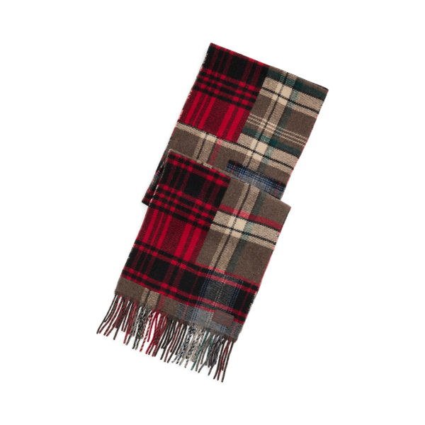 Patchwork Plaid Wool Cashmere Scarf for Men Ralph Lauren BR