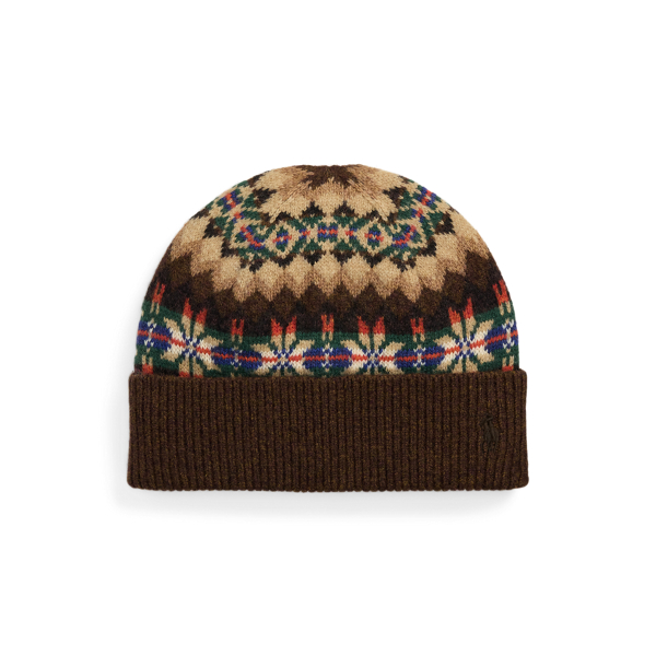 Brown Multi Fair Isle Wool-Blend Beanie Polo Ralph Lauren 1