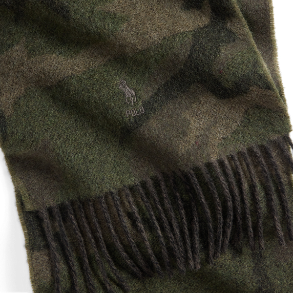 Camo Wool-Blend Jacquard Scarf
