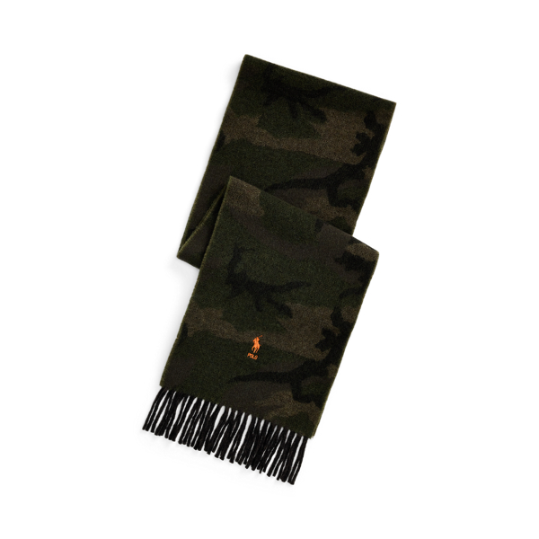 Olive Camo Camo Wool-Blend Jacquard Scarf Polo Ralph Lauren 1