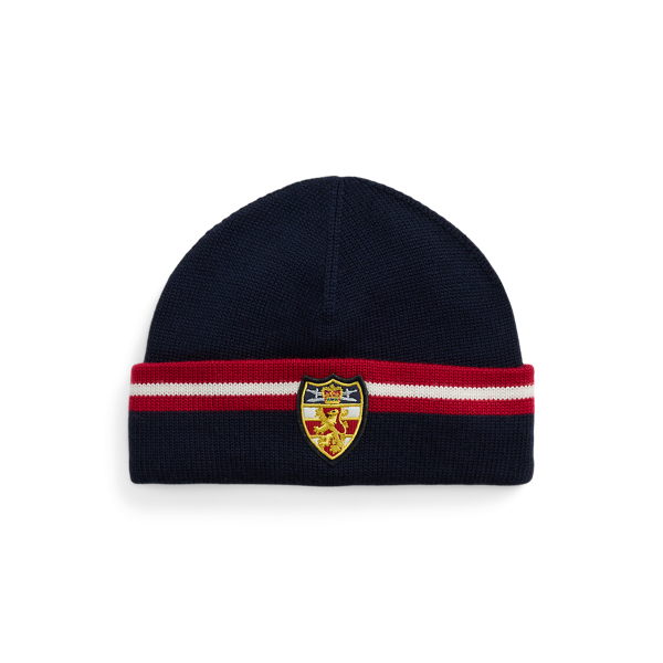 Rl Navy Crest-Patch Wool-Blend Beanie Polo Ralph Lauren 1