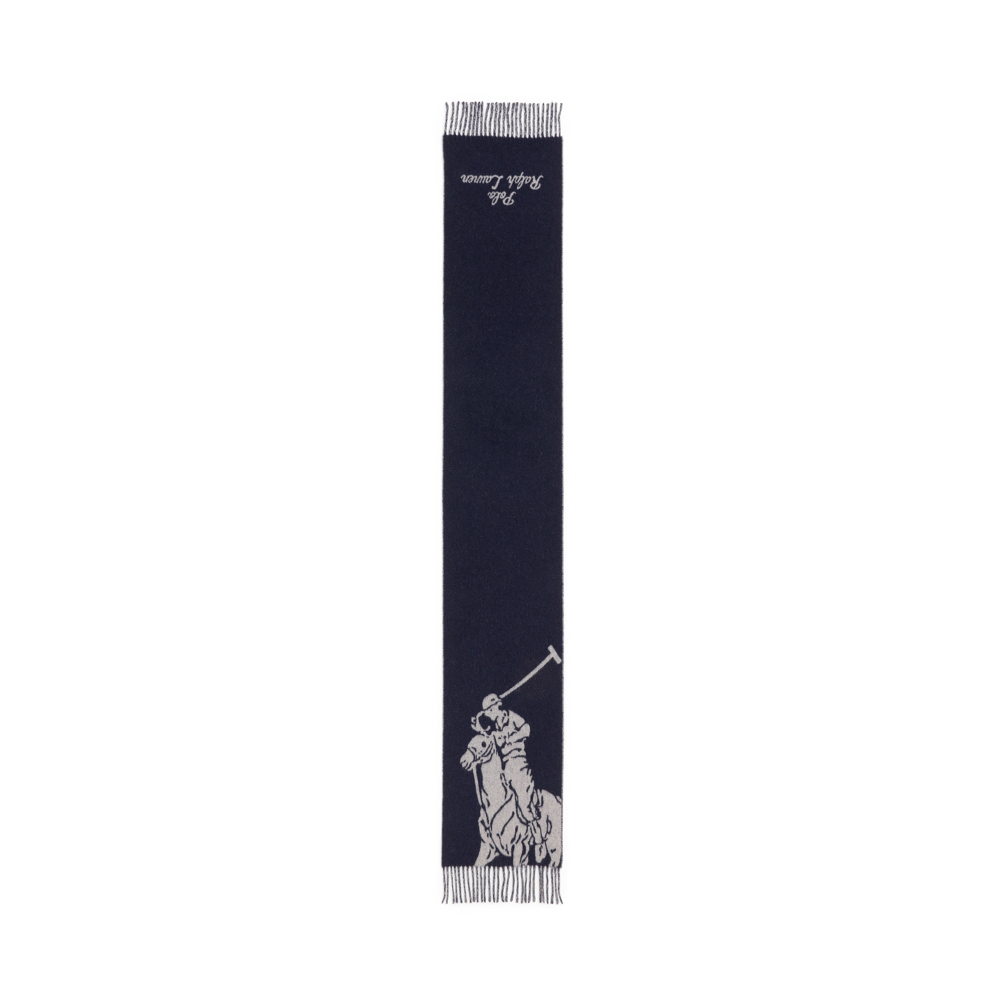 Мужской шарф Ralph Lauren Big Pony Wool-Blend, цвет: Тёмно-синий / Серый — фото 1