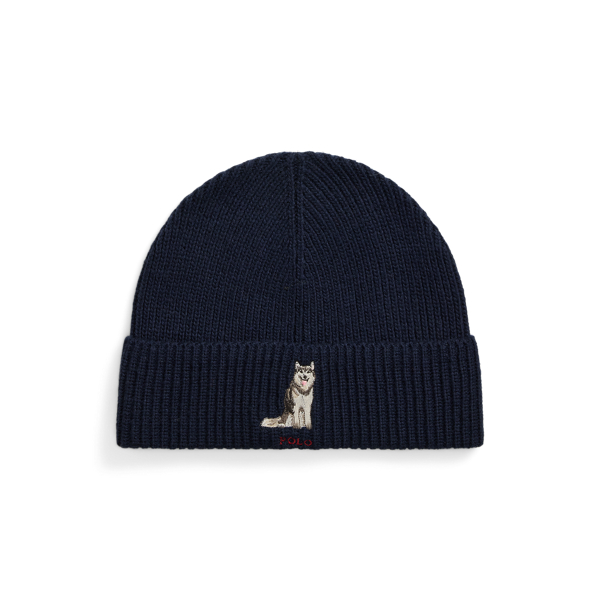 Newport Navy Dog-Embroidered Rib-Knit Beanie Polo Ralph Lauren 1