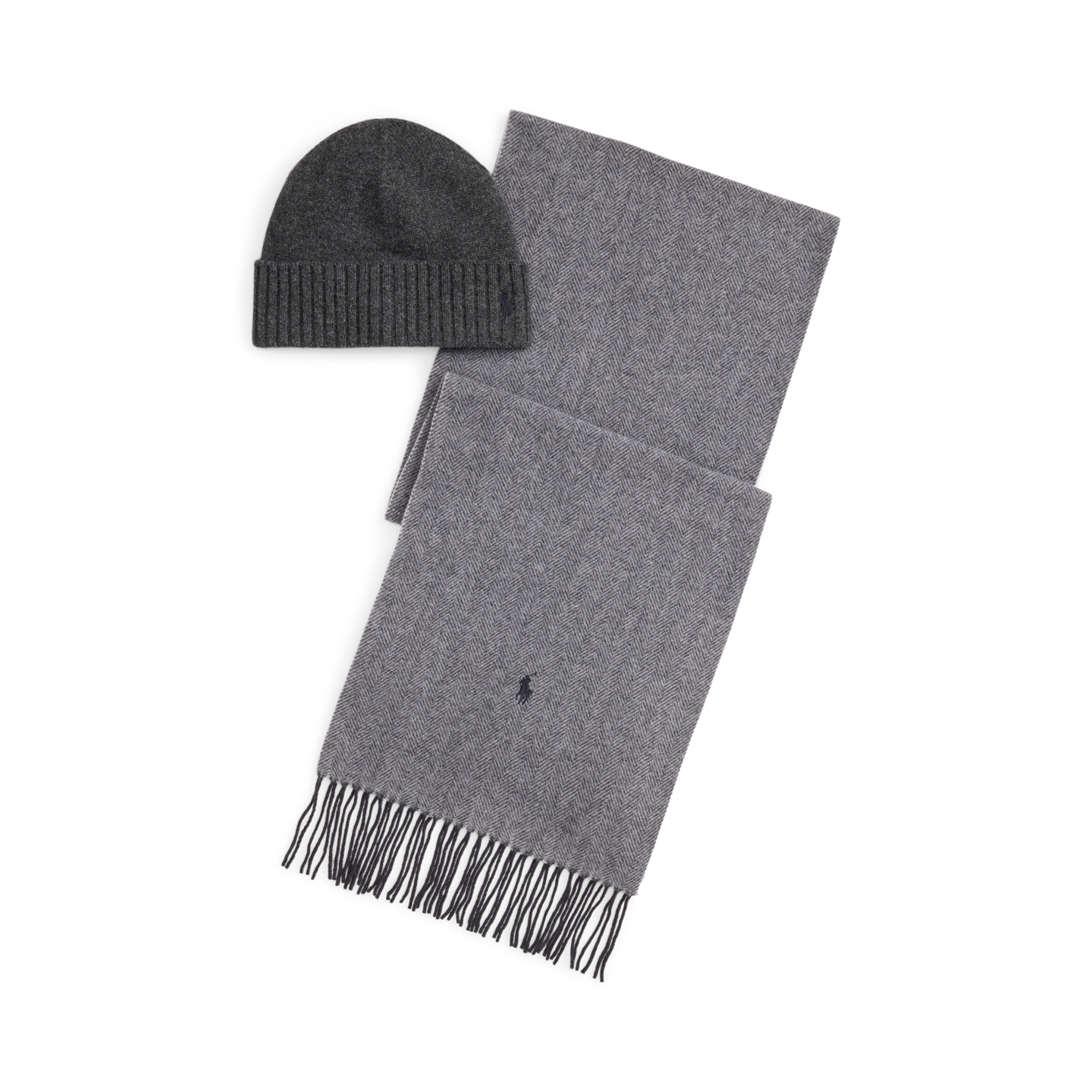 Ralph Lauren Wool Beanie & Herringbone Scarf Gift Set, цвет: Угольный — фото 2