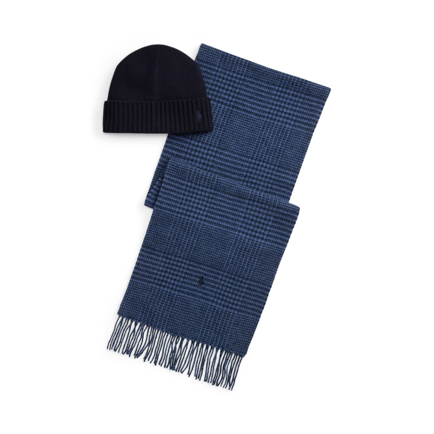 Ralph Lauren Wool Beanie & Windowpane Scarf Gift Set, цвет: Тёмно-синий — фото 2