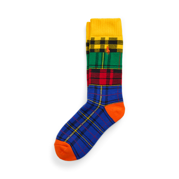 Multi Patchwork Plaid Crew Socks Polo Ralph Lauren 1