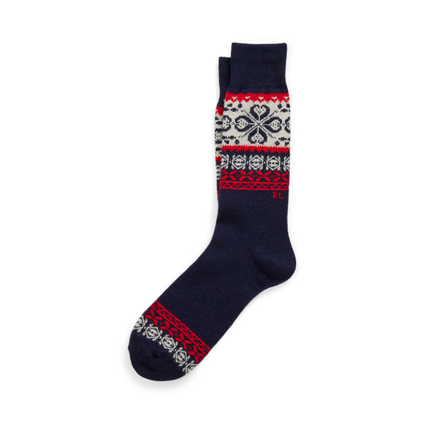 Navy/ivory/red Fair Isle Wool-Blend Boot Socks Polo Ralph Lauren 1