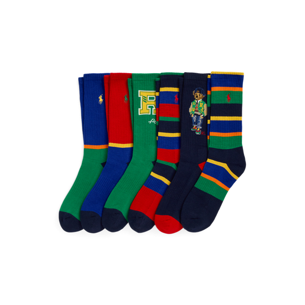 Assorted Polo Bear Cotton-Blend Crew Sock 6-Pack Polo Ralph Lauren 1