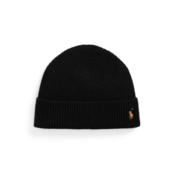 Polo Black Rib-Knit Wool-Cashmere Beanie Polo Ralph Lauren 1