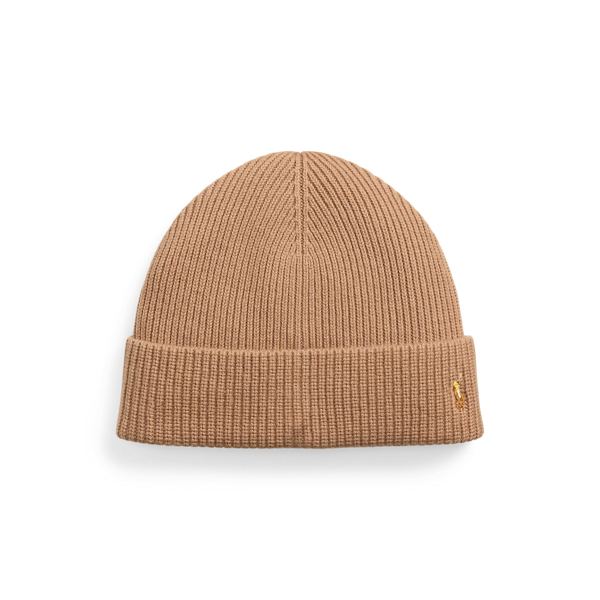 Honey Brown Heather Rib-Knit Wool-Cashmere Beanie Polo Ralph Lauren 1