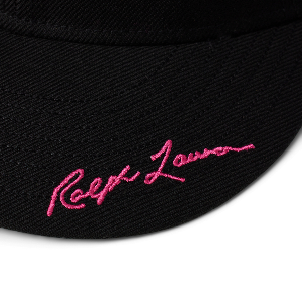 Black/Blaze Fuchsia Pink Pony Wool Twill Cap Polo Ralph Lauren 3