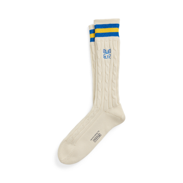 Cream Cable-Knit Cotton-Blend Crew Socks Polo Ralph Lauren 1