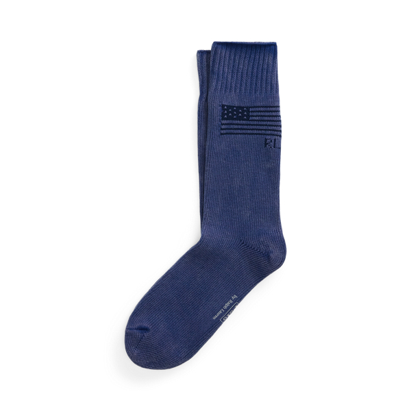 Indigo Flag Cotton-Blend Crew Socks