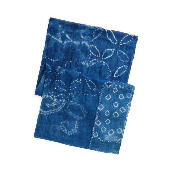 Indigo Blue Multi Indigo Patchwork Linen Scarf Polo Ralph Lauren 1