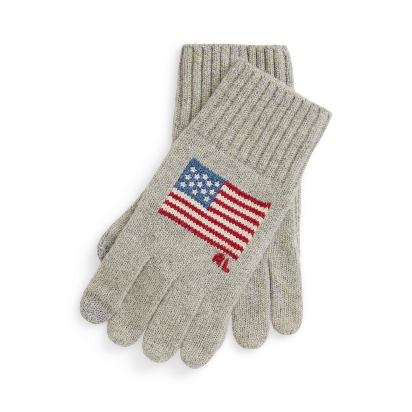 Мужские перчатки Ralph Lauren Flag-Intarsia Wool-Blend Touch Gloves, цвет: Меланжевый — фото 2