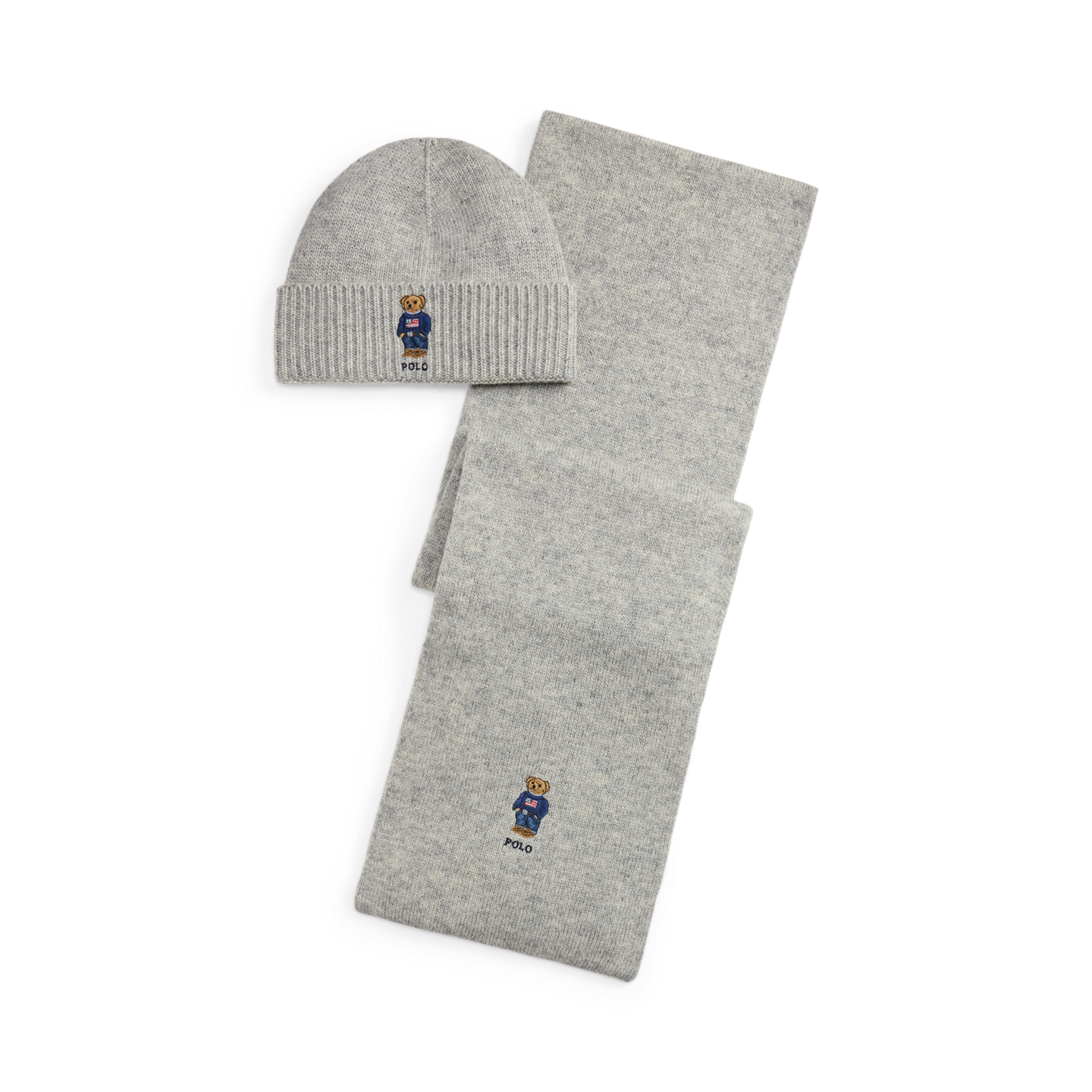 Мужские шапки Ralph Lauren Polo Bear Beanie & Scarf Gift Set, цвет: Меланжевый — фото 1