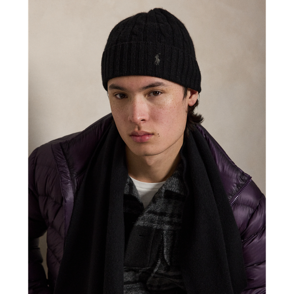 Polo Black Cable-Knit Cashmere Beanie Polo Ralph Lauren 2