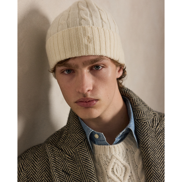 Clubhouse Cream Cable-Knit Cashmere Beanie Polo Ralph Lauren 2