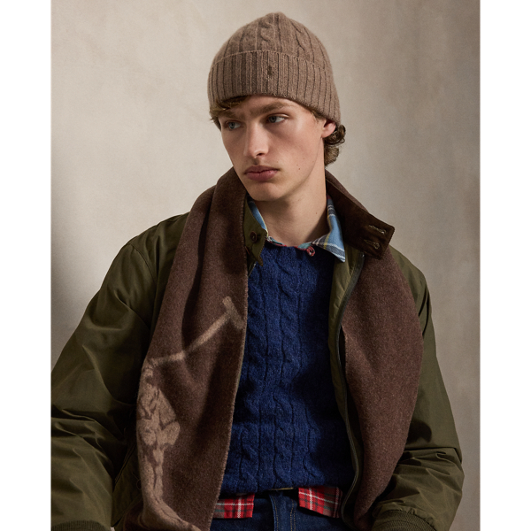 Brown Heather Cable-Knit Cashmere Beanie Polo Ralph Lauren 2