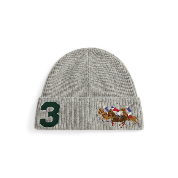 Triple-Pony Rib-Knit Beanie