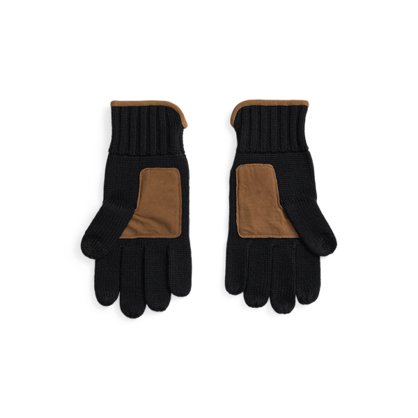 Polo Black Suede-Trim Wool Touch-Screen Gloves Polo Ralph Lauren 2