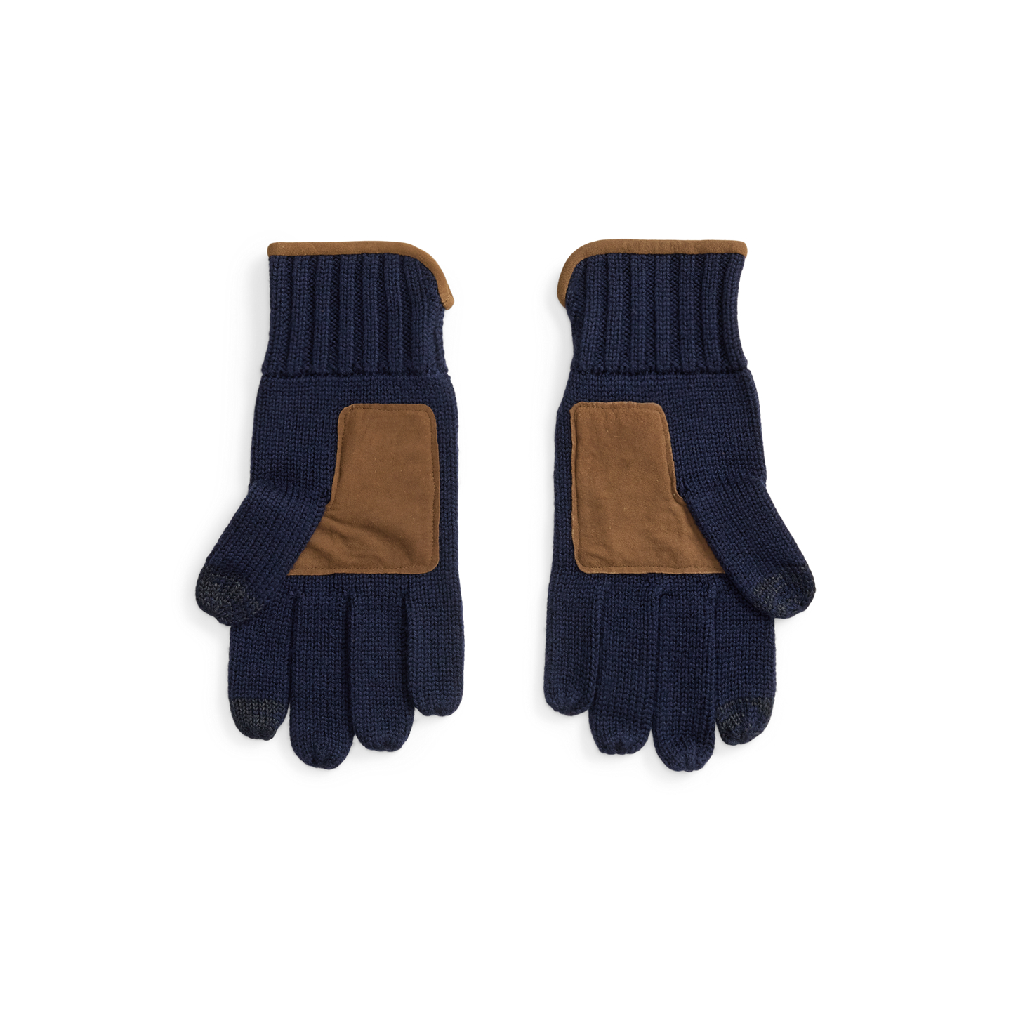 Мужские перчатки Ralph Lauren Suede-Trim Wool Touch-Screen Gloves, цвет: Тёмно-синий — фото 1
