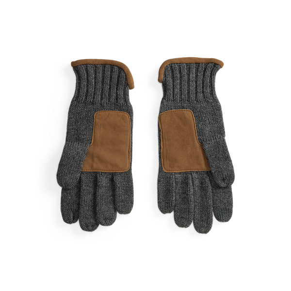 Suede-Trim Wool Touch-Screen Gloves