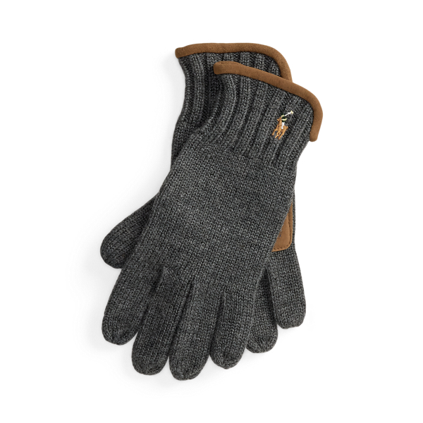 Suede-Trim Wool Touch-Screen Gloves