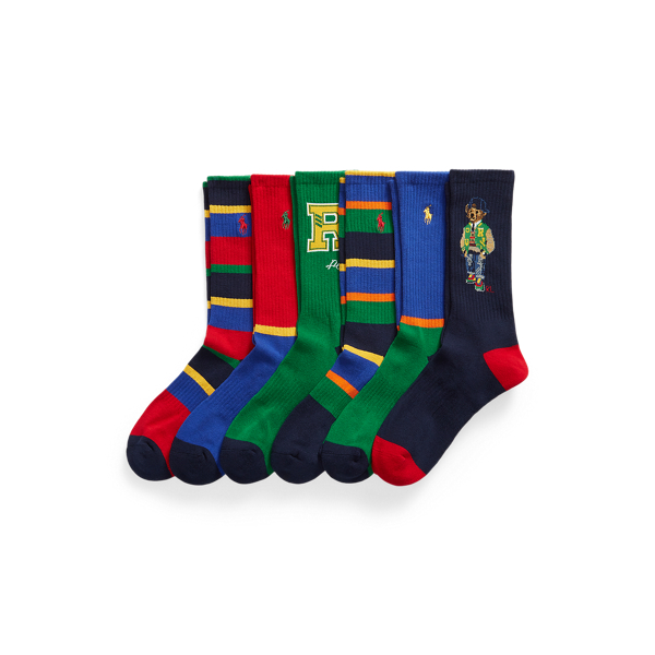 Polo Bear Cotton-Blend Crew Sock 6-Pack