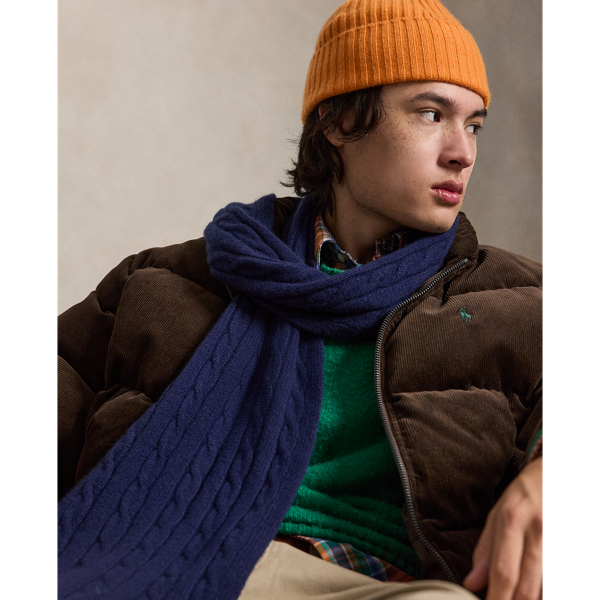 Newport Navy Cable-Knit Cashmere Scarf Polo Ralph Lauren 2