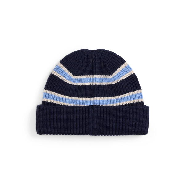 Shield-Patch Rib-Knit Wool Beanie