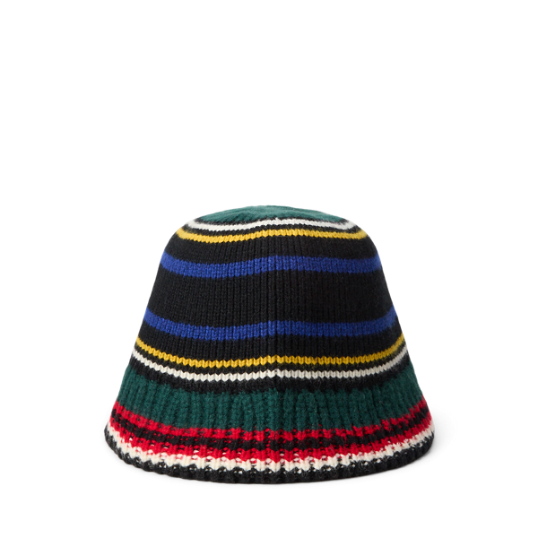 Polo Ralph Lauren 스트라이프 니트 울 블렌드 버킷 햇 블랙 멀티 2