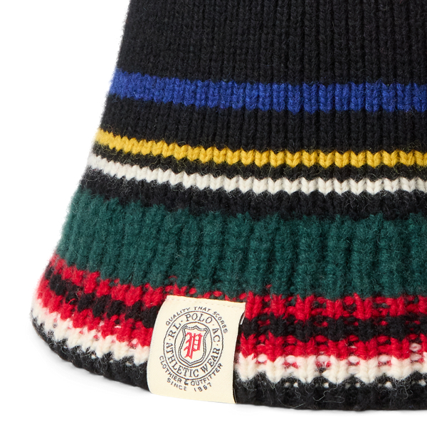 Polo Ralph Lauren 스트라이프 니트 울 블렌드 버킷 햇 블랙 멀티 3
