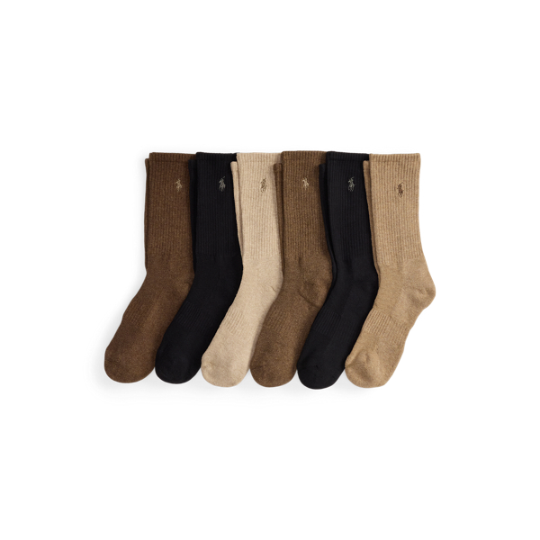 Brown Assorted Cotton-Blend Crew Sock 6-Pack Polo Ralph Lauren 1