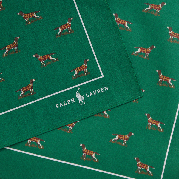 Polo Ralph Lauren 도그 프린트 코튼 행커치프 다크 그린 3