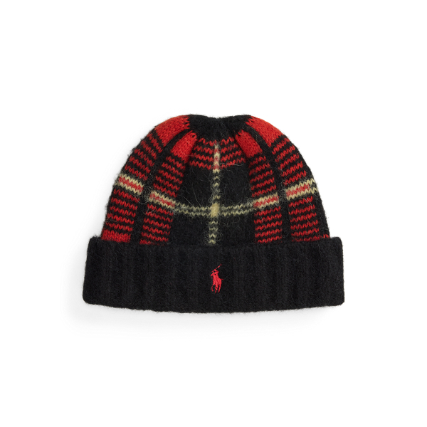Bonnet &eacute;cossais en laine gratt&eacute;e Polo Ralph Lauren en Motif &eacute;cossais rouge 1
