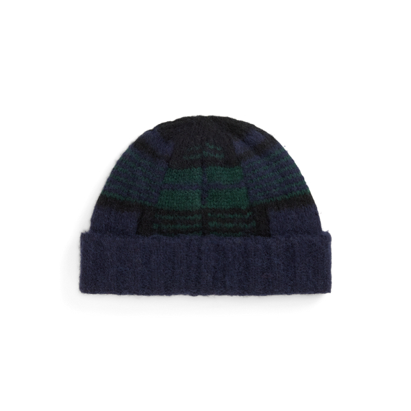 Plaid Brushed Wool-Blend Beanie