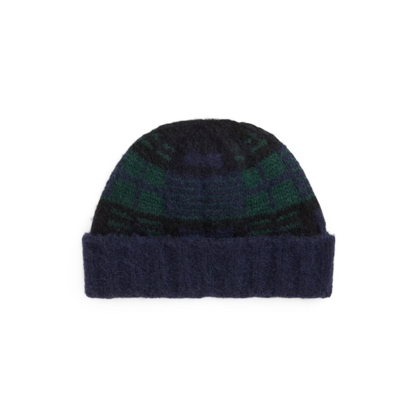 Plaid Brushed Wool-Blend Beanie