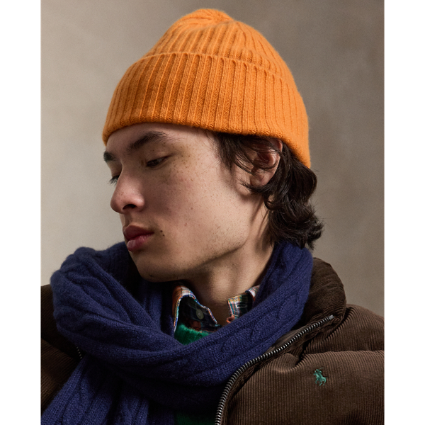 Moon Orange Rib-Knit Cashmere Beanie Polo Ralph Lauren 2
