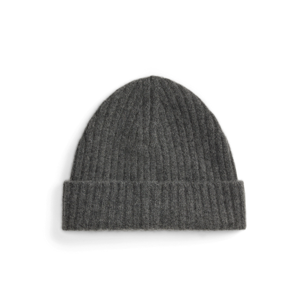 Charcoal Rib-Knit Cashmere Beanie Polo Ralph Lauren 3