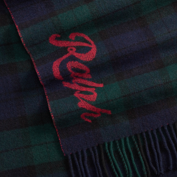 The Ralph Logo Plaid Wool Scarf