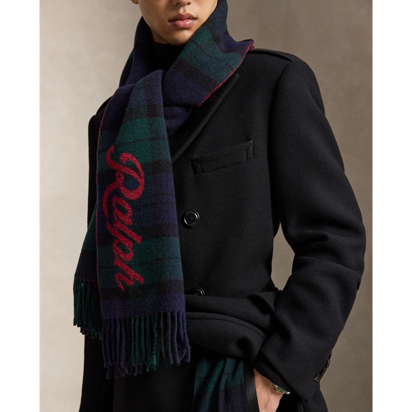 The Ralph Logo Plaid Wool Scarf